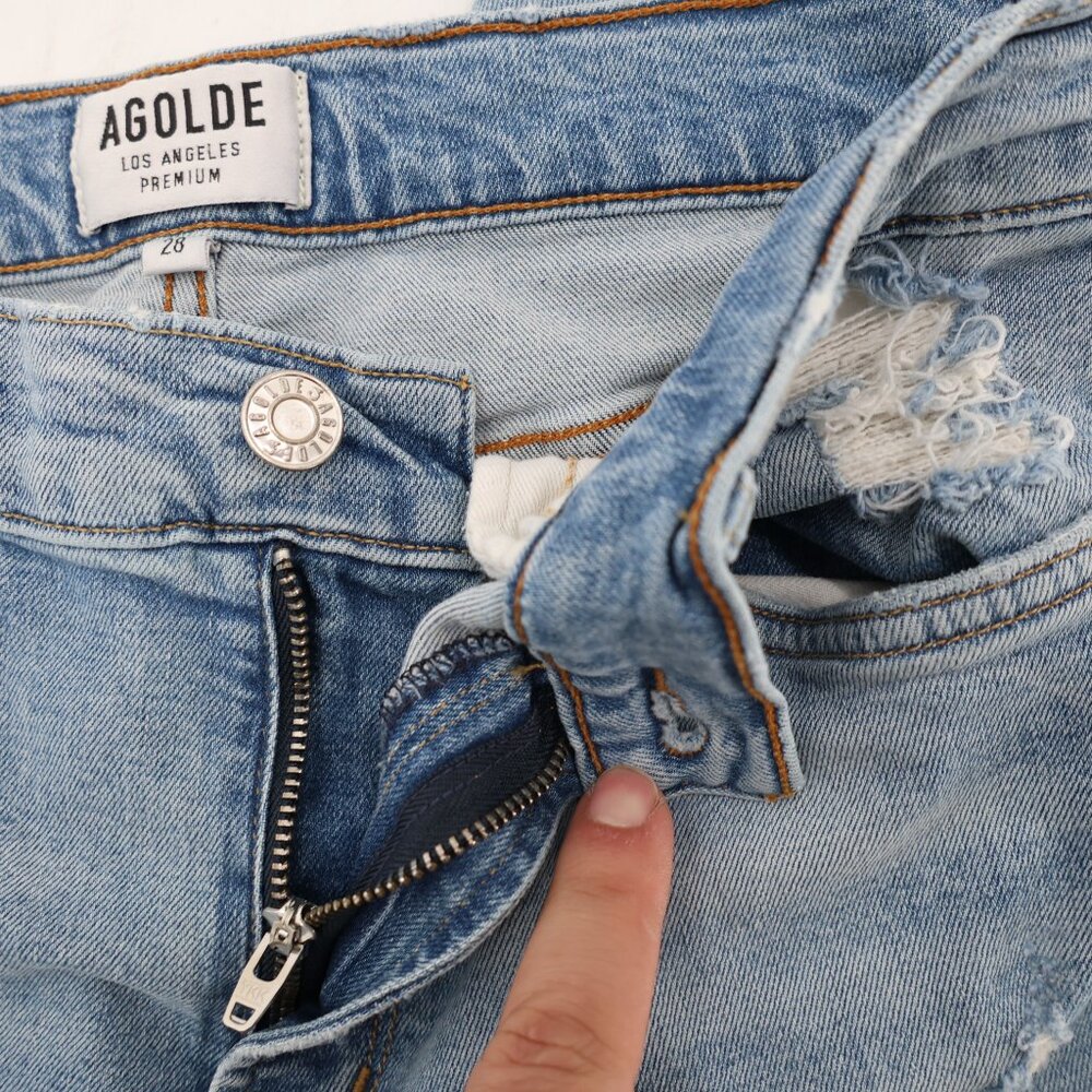 Agolde jeans womens 28 L25 Sophie Crop Blue Medium Wash Denim Cotton mid Rise - Picture 9 of 12